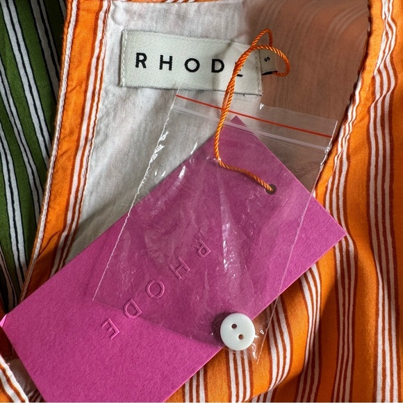 NWT Rhode Ella Cotton Patchwork Pinstripe Minidress Size S - Picture 9 of 16